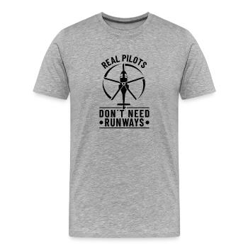 Hélicoptère Pilote Aviation Hélicoptère Papa Compagnie Aérienne - T-shirt bio Premium Homme - gris chiné - Devant - Damien (186cm)