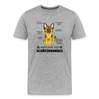 Anatomie des Schäferhundes - Männer Premium Bio T-Shirt - Grau meliert - Vorne - Damien (186cm)