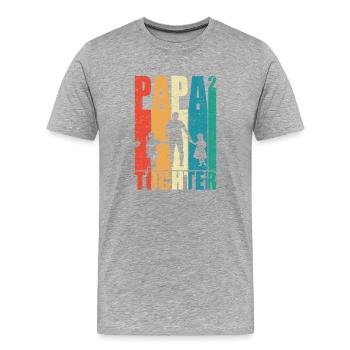 Papa Hoch 2 Dad Hoch 2 Töchter Vatertag Geschenk - Männer Premium Bio T-Shirt - Grau meliert - Vorne - Damien (186cm)