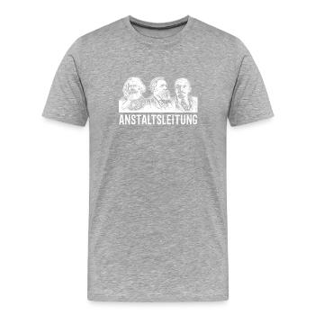 DDR Anstaltsleitung Marx Engels Lenin für alle - Männer Premium Bio T-Shirt - Grau meliert - Vorne - Damien (186cm)
