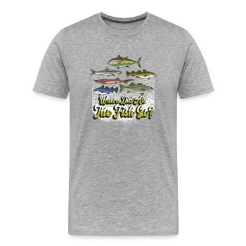 Wo Sind Die Ganzen Fische Hin? Fischen Fischer - Männer Premium Bio T-Shirt - Grau meliert - Vorne - Damien (186cm)