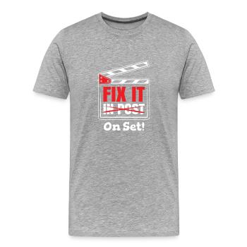 Réparez-le sur le plateau! Pour les cinéastes - T-shirt bio Premium Homme - gris chiné - Devant - Damien (186cm)