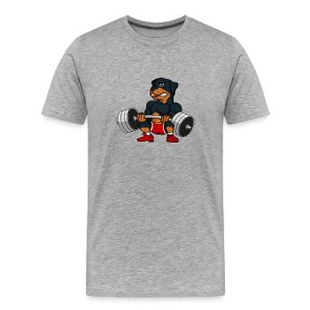 Rottweiler Rottie Musculation Haltérophile - T-shirt bio Premium Homme - gris chiné - Devant - Damien (186cm)