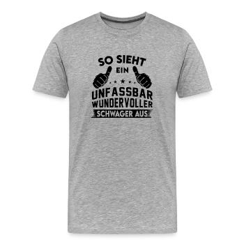 Lustiges Schwager Geschenk Spruch - Männer Premium Bio T-Shirt - Grau meliert - Vorne - Damien (186cm)