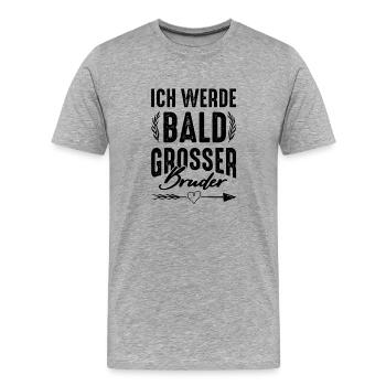 Ich werde grosser Bruder - Männer Premium Bio T-Shirt - Grau meliert - Vorne - Damien (186cm)