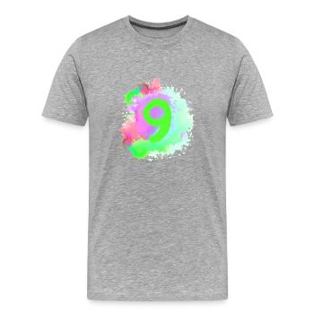9 Nombre d’objets blob - T-shirt bio Premium Homme - gris chiné - Devant - Damien (186cm)