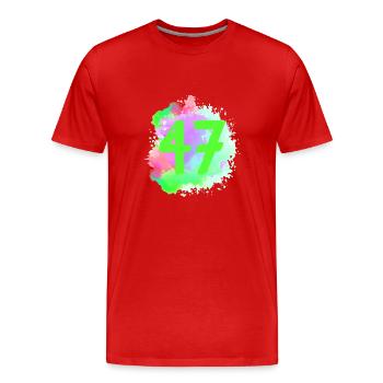 47 Zahl Klecks - Männer Premium Bio T-Shirt - Rot - Vorne - Damien (186cm)