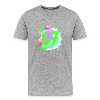 67 Nombre d’objets blob - T-shirt bio Premium Homme - gris chiné - Devant - Damien (186cm)