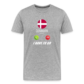 Dänemark ruft an Lusiger Flaggen Spruch - Männer Premium Bio T-Shirt - Grau meliert - Vorne - Damien (186cm)