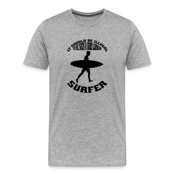 Moniteur de surf Surfer surf surf surf surf - T-shirt bio Premium Homme - gris chiné - Devant - Damien (186cm)