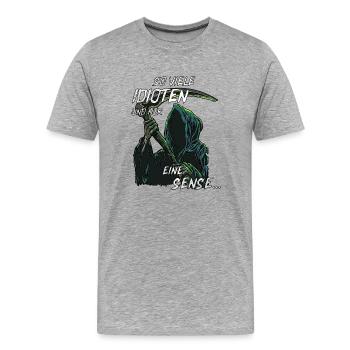schwarzer Humor, witziges Sensenmann, Geschenk - Männer Premium Bio T-Shirt - Grau meliert - Vorne - Damien (186cm)