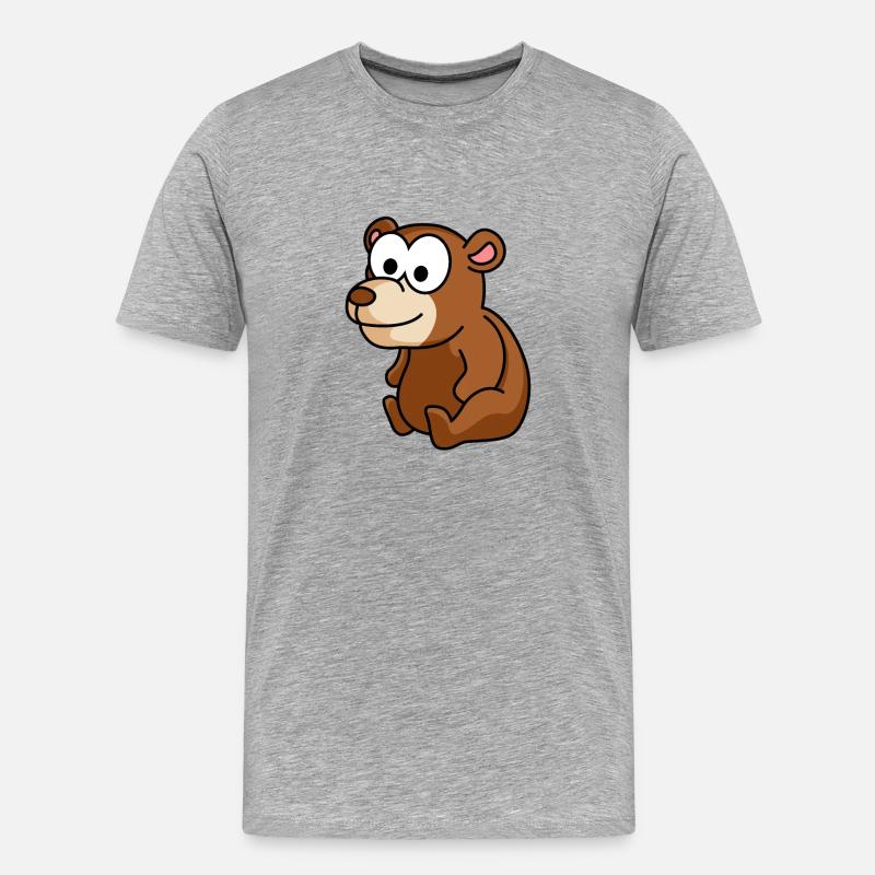 Bär Comic - Männer Premium Bio T-Shirt - Grau meliert