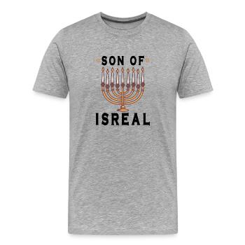Juif israélite Héritage israélite Juif Israël Juif - T-shirt bio Premium Homme - gris chiné - Devant - Damien (186cm)