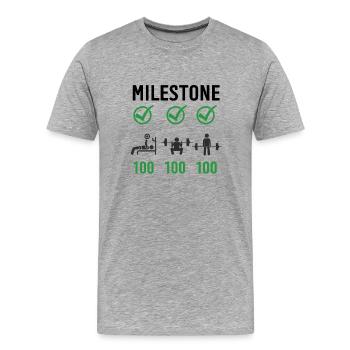 Gym Deadlifts Workout love - ma déroute de fitness de passe-temps - T-shirt bio Premium Homme - gris chiné - Devant - Damien (186cm)