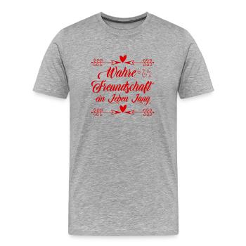 Freundschaft Spruch - Männer Premium Bio T-Shirt - Grau meliert - Vorne - Damien (186cm)