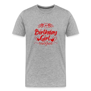 Fille d’anniversaire - T-shirt bio Premium Homme - gris chiné - Devant - Damien (186cm)