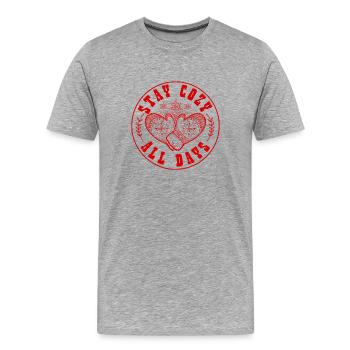 Winter Kalt - Männer Premium Bio T-Shirt - Grau meliert - Vorne - Damien (186cm)