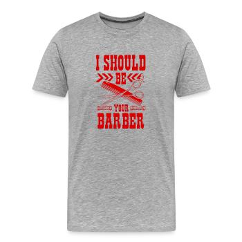 Barber hairdresser - Men's Premium Organic T-Shirt - heather grey - Front - Damien (186cm)