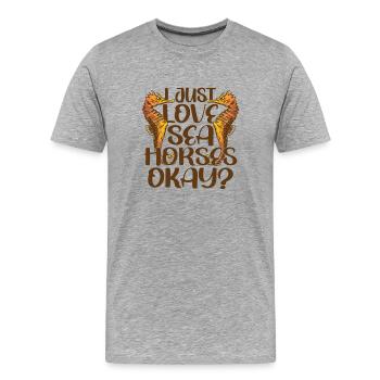 Funny Seahorse Mermaid Fish Water Ocean - Men's Premium Organic T-Shirt - heather grey - Front - Damien (186cm)