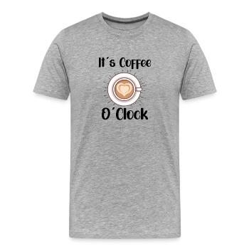 Amateur de café Molécule de caféine Java Latte Espresso - T-shirt bio Premium Homme - gris chiné - Devant - Damien (186cm)