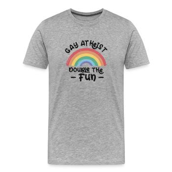 Gay LGBTQ Atheist Atheism Anti Religion Securalism - Men's Premium Organic T-Shirt - heather grey - Front - Damien (186cm)
