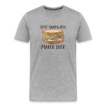 Sandwich Lover Picknick Food Lover Breakfast Gift - Männer Premium Bio T-Shirt - Grau meliert - Vorne - Damien (186cm)