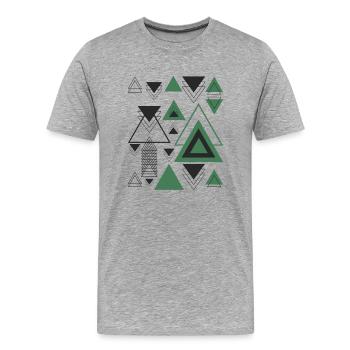Dreiecke Minimalistische Geometrie Schwarz Abstrakt Grün - Männer Premium Bio T-Shirt - Grau meliert - Vorne - Damien (186cm)
