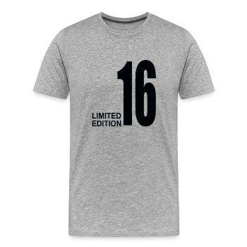 Cadeau édition limitée du 16e anniversaire - T-shirt bio Premium Homme - gris chiné - Devant - Damien (186cm)
