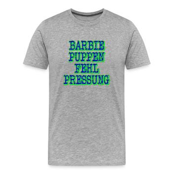 barbiepuppenfehlpressung dunkel - Männer Premium Bio T-Shirt - Grau meliert - Vorne - Damien (186cm)