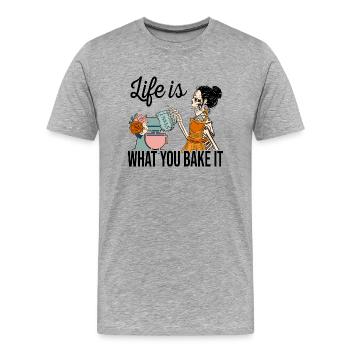 Boulangerie Baker Boulangerie Boulangerie Gâteau de confiserie - T-shirt bio Premium Homme - gris chiné - Devant - Damien (186cm)