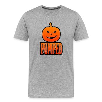 Pumped Up for Halloween & Thanksgiving - Men's Premium Organic T-Shirt - heather grey - Front - Damien (186cm)
