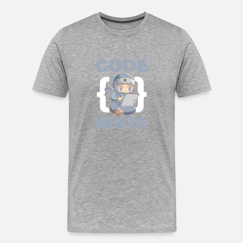 Code Ninja Für Computerfans - Männer Premium Bio T-Shirt - Grau meliert
