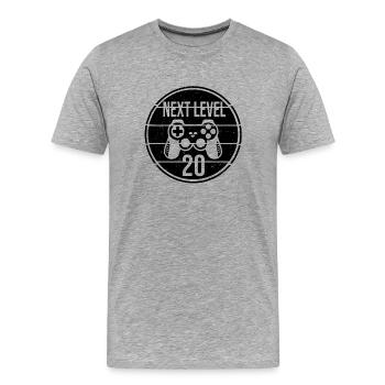 Console de jeu gamer du 20e anniversaire - T-shirt bio Premium Homme - gris chiné - Devant - Damien (186cm)