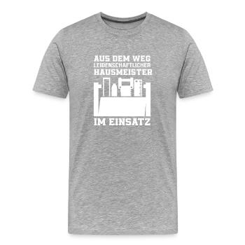 Hausmeister Im Einsatz - Männer Premium Bio T-Shirt - Grau meliert - Vorne - Damien (186cm)