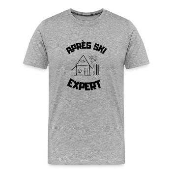 Expert après-ski - T-shirt bio Premium Homme - gris chiné - Devant - Damien (186cm)