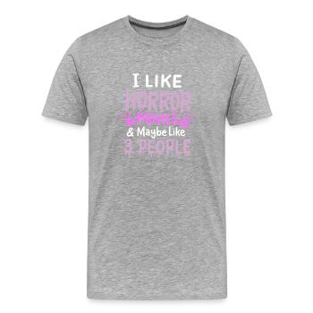 Ich Mag Horrorfilme - Männer Premium Bio T-Shirt - Grau meliert - Vorne - Damien (186cm)