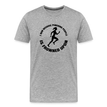 Jogger Cardio fit jogging course d’entraînement - T-shirt bio Premium Homme - gris chiné - Devant - Damien (186cm)