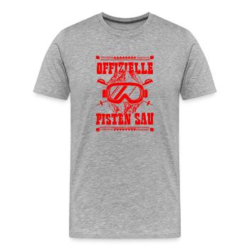 Offizielle Pisten Sau - Männer Premium Bio T-Shirt - Grau meliert - Vorne - Damien (186cm)