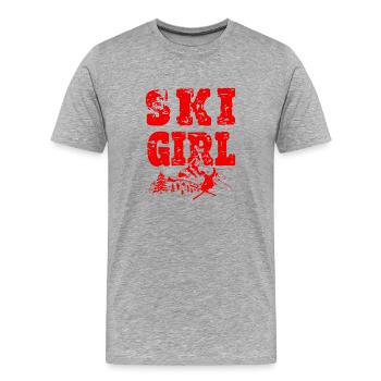 Ski Girl - Männer Premium Bio T-Shirt - Grau meliert - Vorne - Damien (186cm)