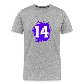 14 Nombre d’objets blob - T-shirt bio Premium Homme - gris chiné - Devant - Damien (186cm)