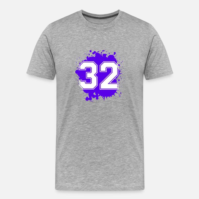32 Zahl Klecks - Männer Premium Bio T-Shirt - Grau meliert