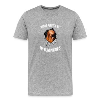 Mein Ungarisch Ist Perfekt Für Alle Hundebesitzer - Männer Premium Bio T-Shirt - Grau meliert - Vorne - Damien (186cm)