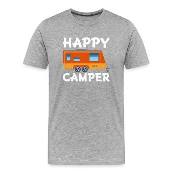 Happy Camper - Männer Premium Bio T-Shirt - Grau meliert - Vorne - Damien (186cm)