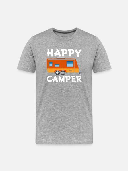 Happy Camper - Männer Premium Bio T-Shirt - Grau meliert