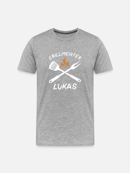 Grillmeister Lukas - Männer Premium Bio T-Shirt - Grau meliert