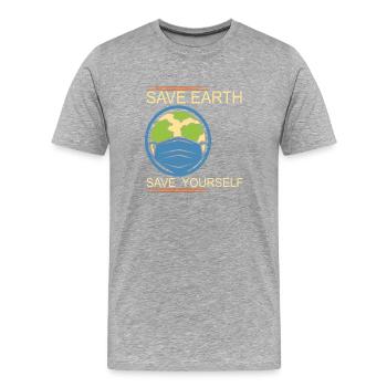 Rette die Erde Rette dich selbst Earth Day - Männer Premium Bio T-Shirt - Grau meliert - Vorne - Damien (186cm)