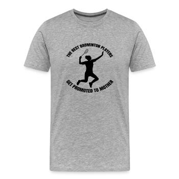Badminton Badminton Badminton Fan Badminton Jeu de Badminton - T-shirt bio Premium Homme - gris chiné - Devant - Damien (186cm)