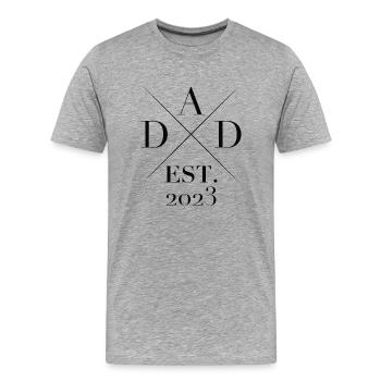 Dad est. 2023 werdende Väter Familie Eltern - Männer Premium Bio T-Shirt - Grau meliert - Vorne - Damien (186cm)