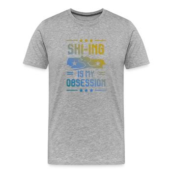 Ski Skiing - Men's Premium Organic T-Shirt - heather grey - Front - Damien (186cm)