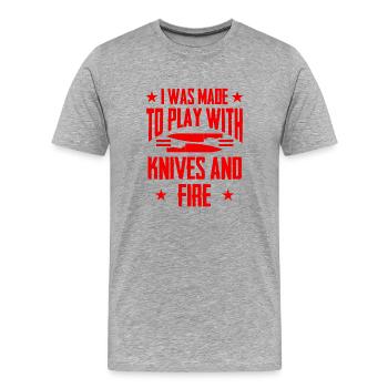 Knives and fire cook - Men's Premium Organic T-Shirt - heather grey - Front - Damien (186cm)